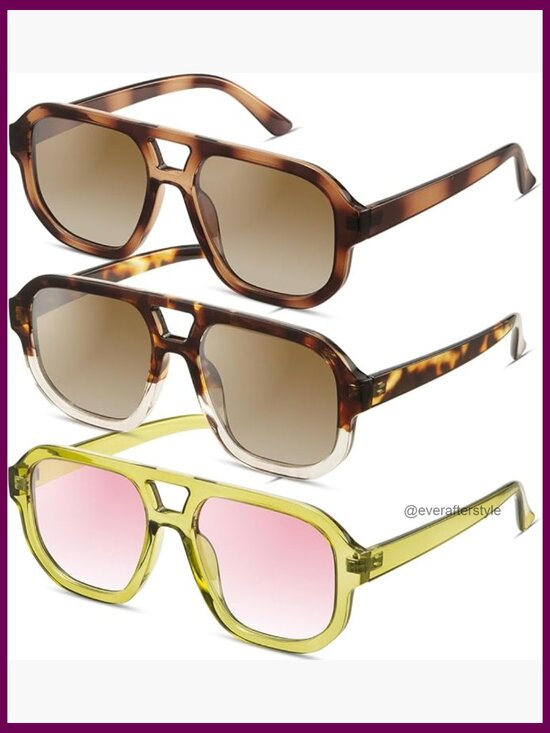 Polarized Square Aviator Sunglasses, Retro Oversized Frame, UV400 Protection main image 6